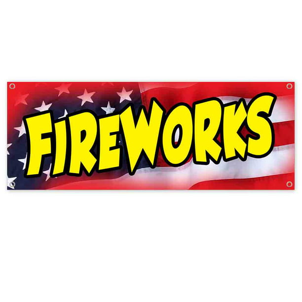 Non-Fabric Fireworks 13 oz Banner Heavy-Duty Vinyl Single-Sided with Metal Grommets 